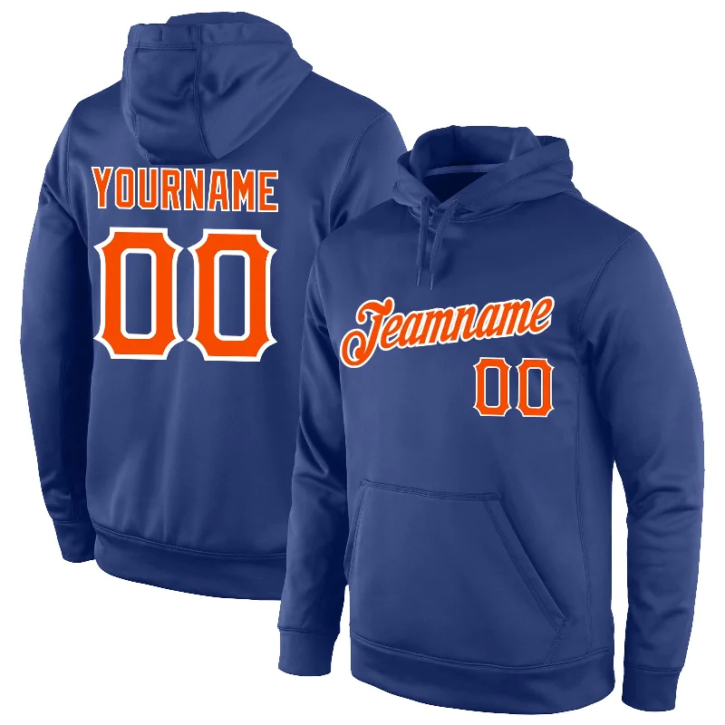 Urban Style Custom Stitched Royal Orange-White Sports Pullover Sweatshirt Hoodie