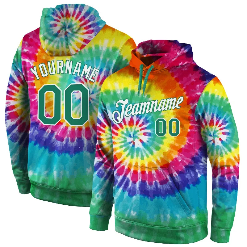 Cozy Sweaters Custom Stitched Tie Dye Kelly Green-White 3D Pattern Design Sports Pullover Sweatshirt Hoodie Cozy Sweaters Custom Stitched Tie Dye Kelly Green-White 3D Pattern Design Sports Pullover Sweatshirt Hoodie