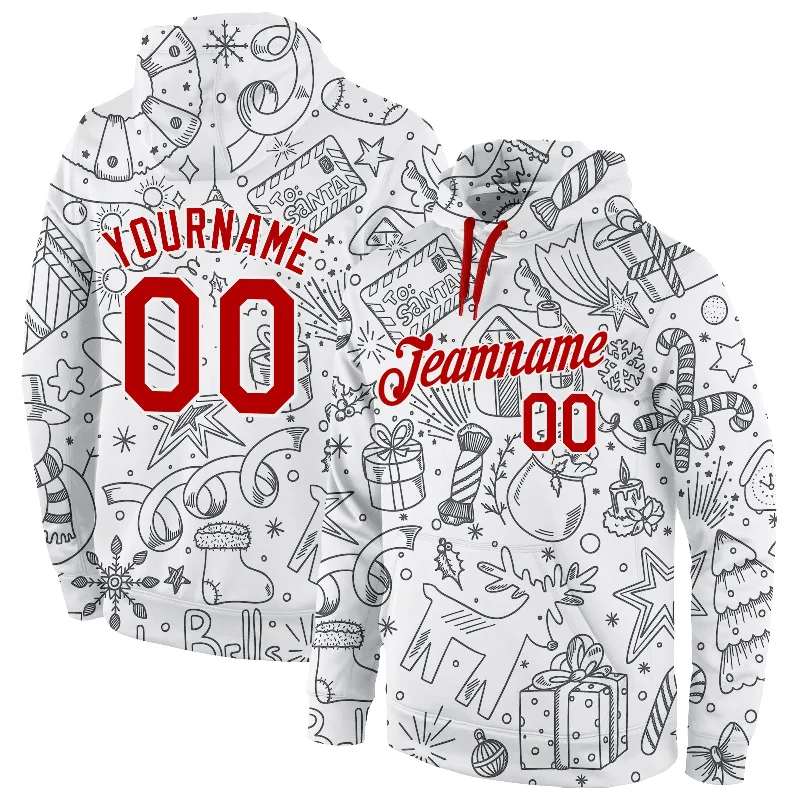 Layered Style Custom Stitched White Red-White Christmas 3D Sports Pullover Sweatshirt Hoodie Layered Style Custom Stitched White Red-White Christmas 3D Sports Pullover Sweatshirt Hoodie
