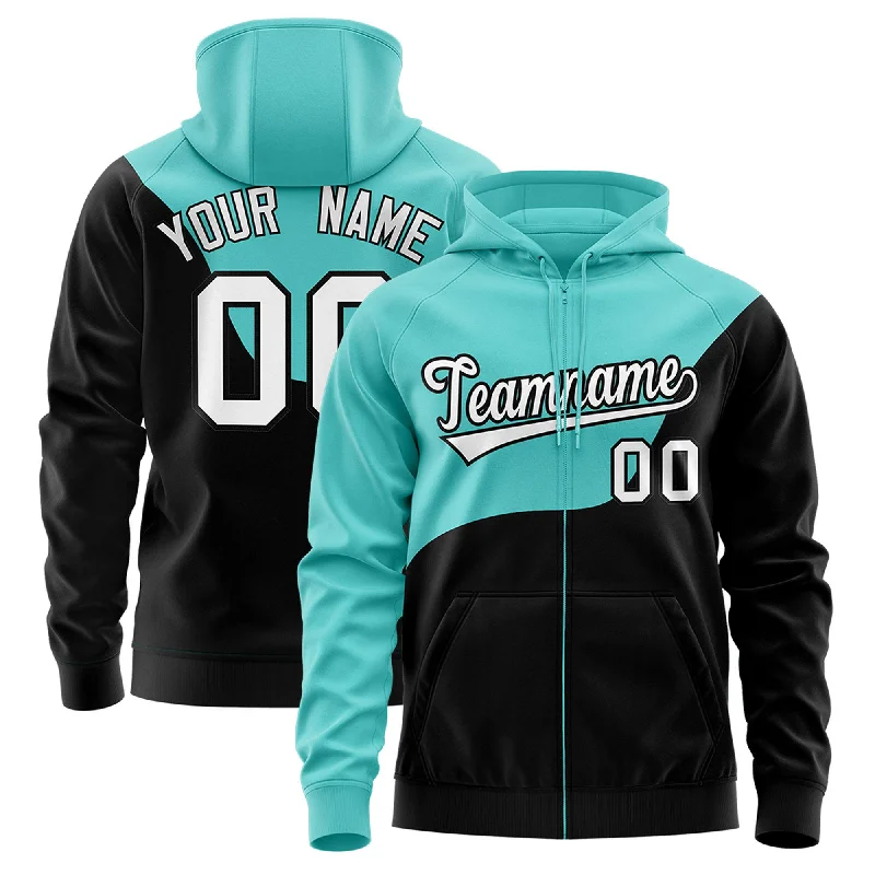 Smart Comfort Wear Custom Bright Green Black Color Block Varsity Full-Zip Letterman Wave Hoodie Jacket Smart Comfort Wear Custom Bright Green Black Color Block Varsity Full-Zip Letterman Wave Hoodie Jacket