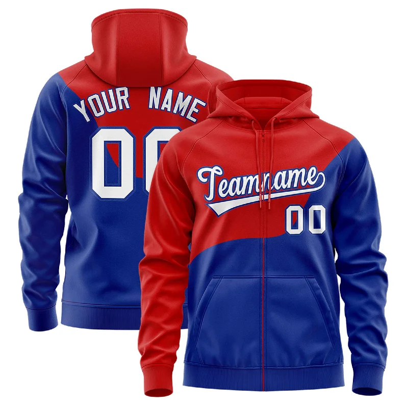 Comfy Dress Custom Red Royal Color Block Varsity Full-Zip Letterman Wave Hoodie Jacket Comfy Dress Custom Red Royal Color Block Varsity Full-Zip Letterman Wave Hoodie Jacket