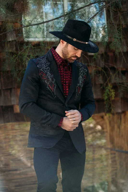 Trendy Traveler Men's Double Button Rhinestone Black Blazer