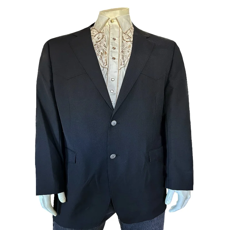College Style Men's Black Wool Blend Western Blazer