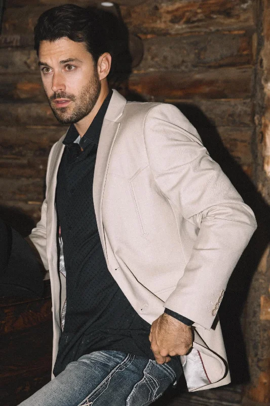 Sports Design Men's Double Button Western Beige Blazer