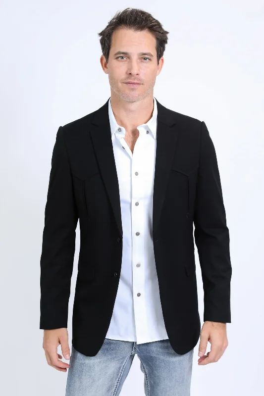 Luxury Temperament Men's Double Button Western Black Blazer