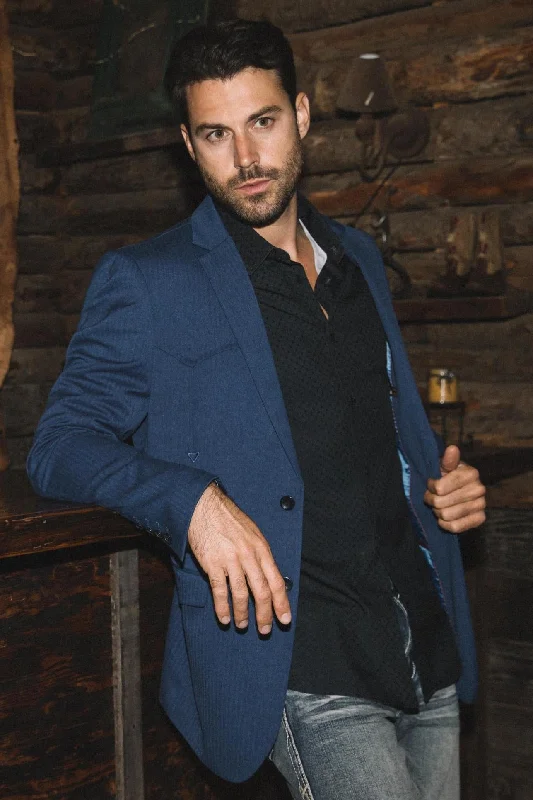 Sexy Fun Men's Double Button Western Blue Blazer