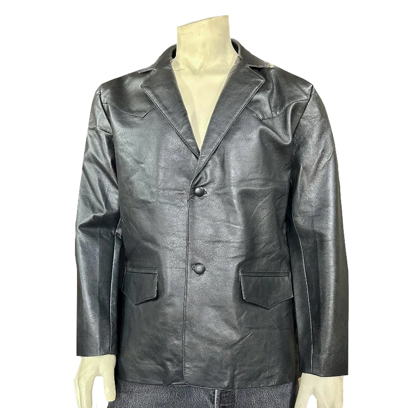 Playful Style Men's Black Lamb Leather Western Blazer