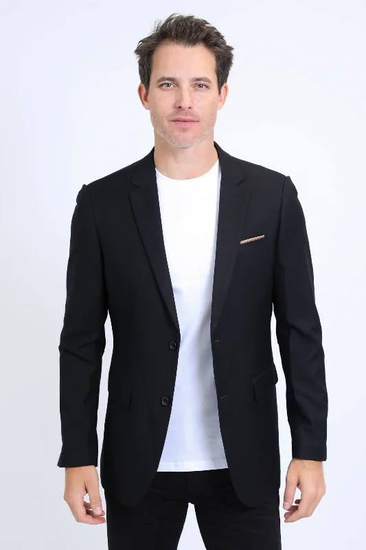 Carefree Mens Modern Fit Stretch Date Night Black Blazer