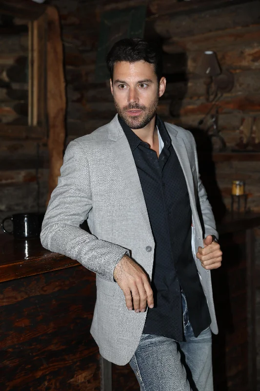 Slim Fit Mens Modern Fit Stretch Date Night Grey Blazer