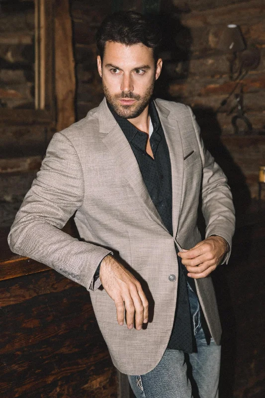 Versatile Items Mens Modern Fit Stretch Date Night Khaki Blazer