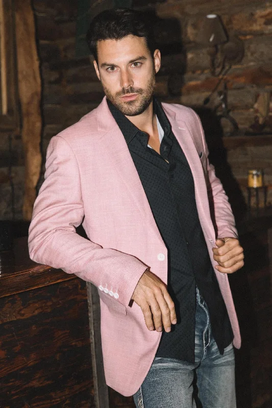 Cute Style Mens Modern Fit Stretch Date Night Pink Blazer
