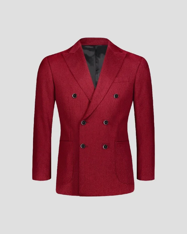 Fashion Style SG Double Breasted Blazer  – Burgundy