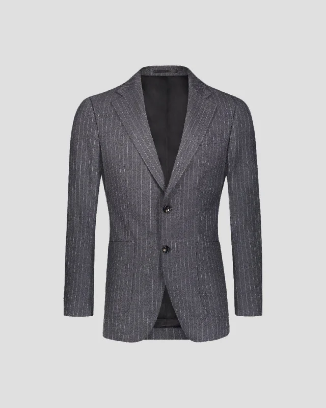 Simple And Comfortable SG Single Breasted Blazer – Charcoal Pinstripe