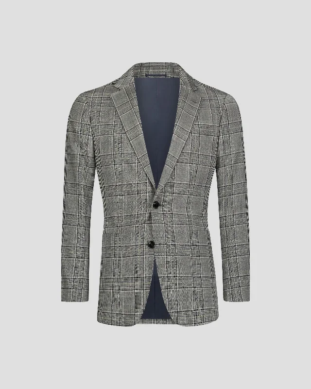 British Fashion SG Single Breasted Blazer – Grey + Green Plaid