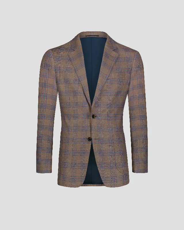 Double-sided Wear SG Single Breasted Blazer – Khaki + Orange Plaid