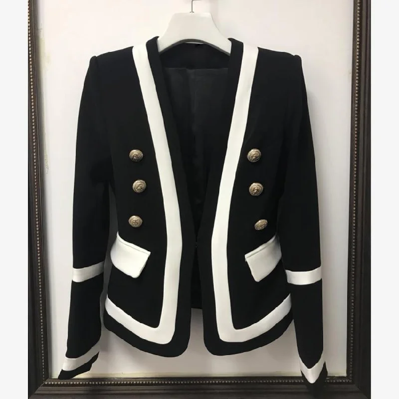 British Style The Princess Tuxedo Blazer Women - Formal-Business - Patchwork