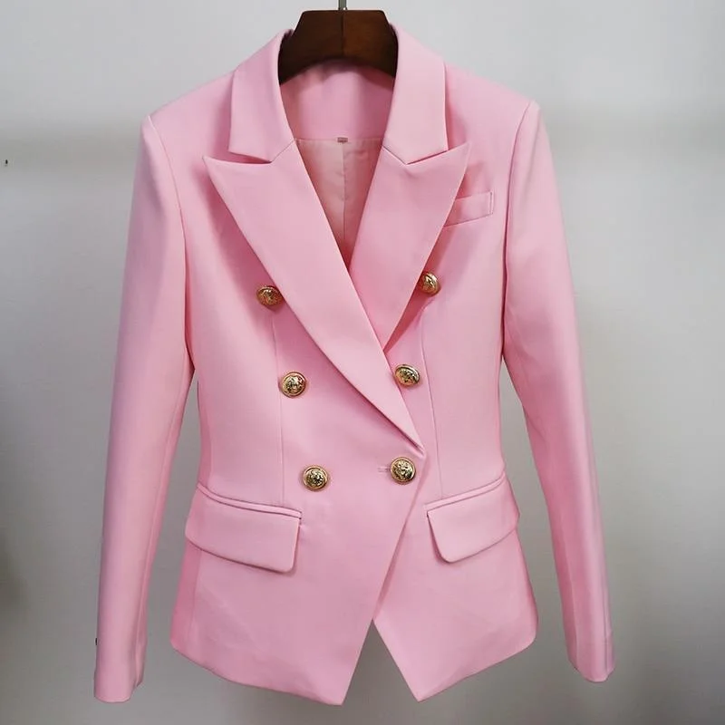 American Style Classic Pink Blazer Women - Casual - Plain-Solid