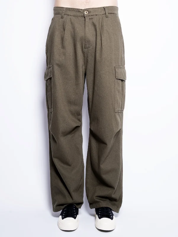 Trendy Comfort Pantaloni Cargo in Twill di Cotone con Pince Verde