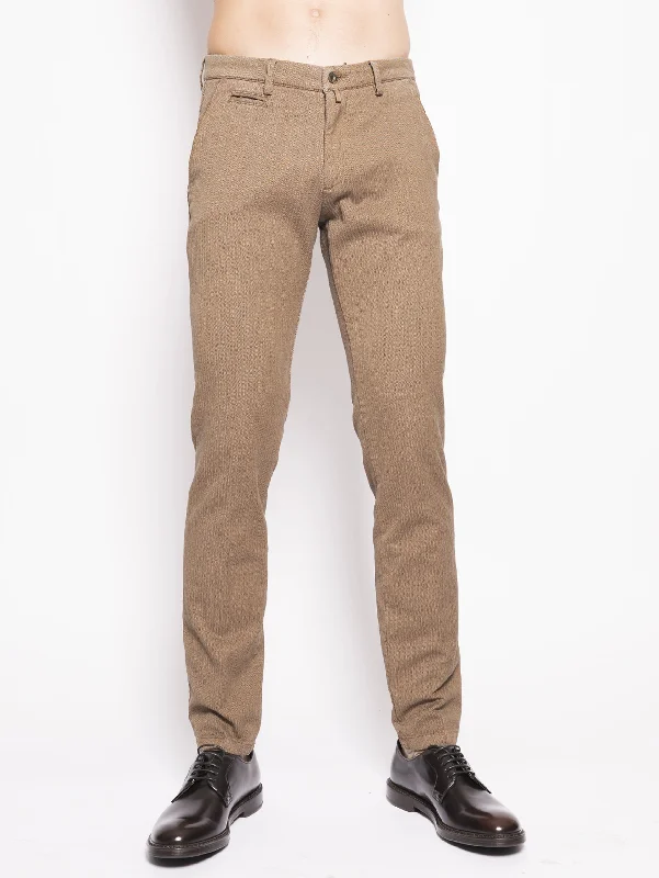 Comfortable Design Pantalone Chino con Tessuto Spinato Grigio