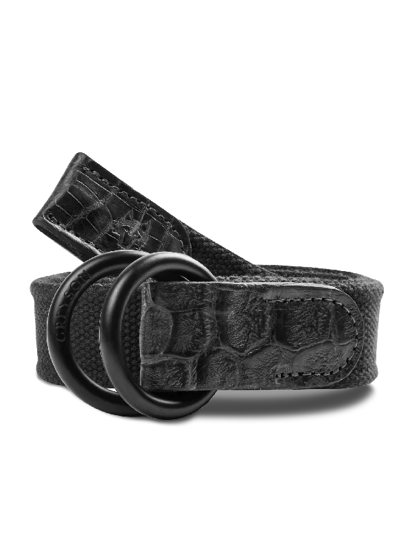 Floral Prints Canvas Croc O-Ring Belt