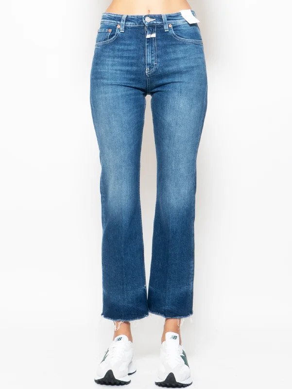 Light And Breathable Jeans Cropped con Vita Alta Blu