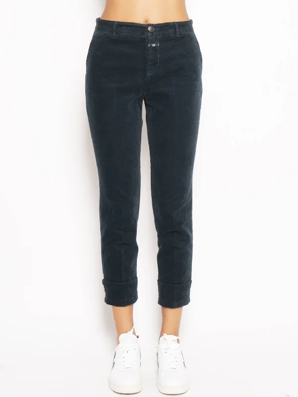 Versatile Outfits Pantalone in Velluto a Coste  Blu