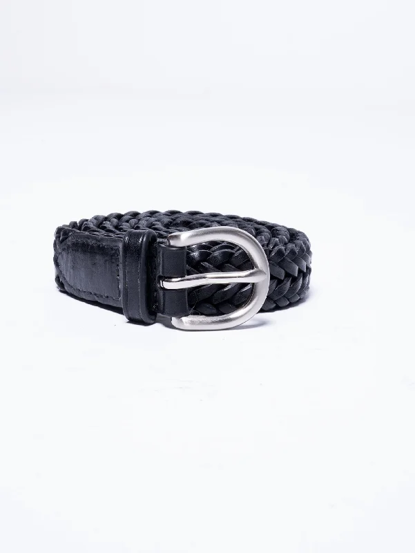 Mid-length Style Cintura Sottile in Pelle Nero