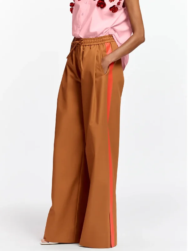 Design And Tailoring Pantaloni con Pince con Banda Laterale Bronzo/Arancio