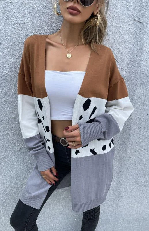 Low-key Luxury Leopard Print Women Cardigan Sweater