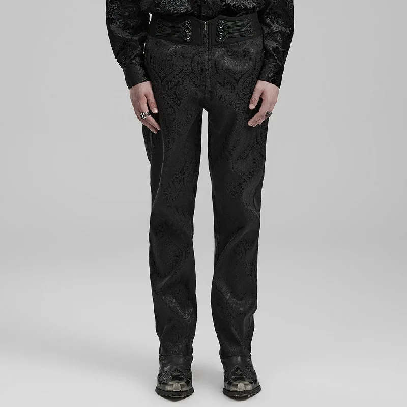 Easy Chic Wear Men's Gothic Floral Jacquard Pants