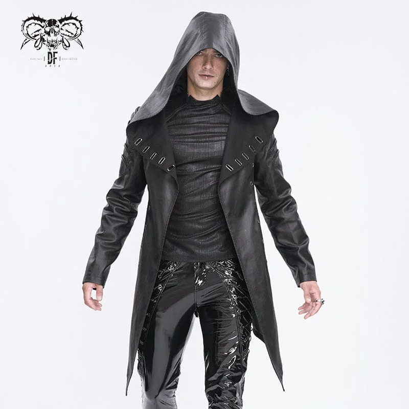 Fresh Comfort Men's Gothic Irregular Eyelet Jacket with Hood