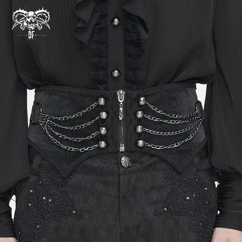 Everyday Style Men's Gothic Irregular Multi-chain Zipper Girdle