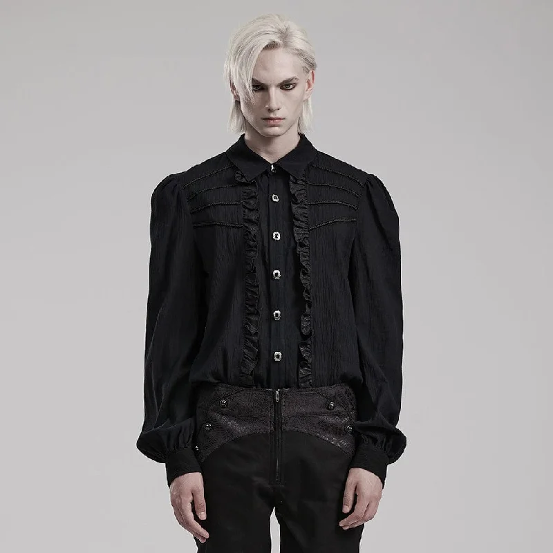 Comfortable Jeans Men's Gothic Puff Sleeved Ruffled Shirt
