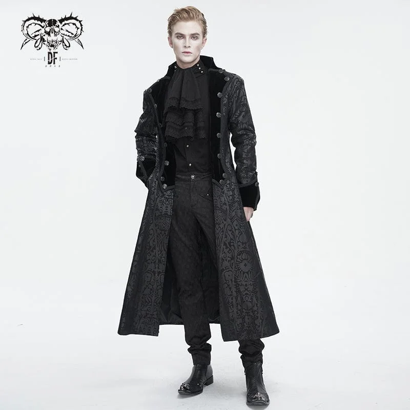 Basic Comfort Men's Gothic Stand Collar Totem Printed Coat