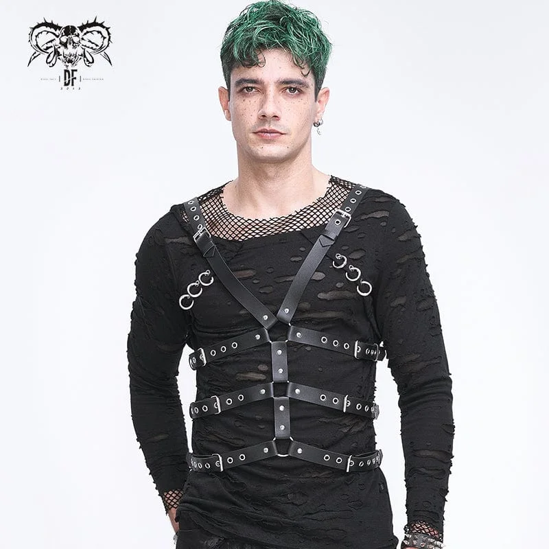 Urban Comfort Men's Punk Crossed Buckle Faux Leather Harness