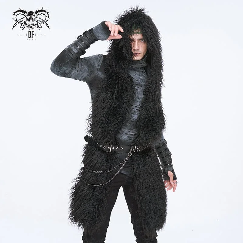 Casual Chic Wear Men's Punk Faux Fur Scarf with Hood