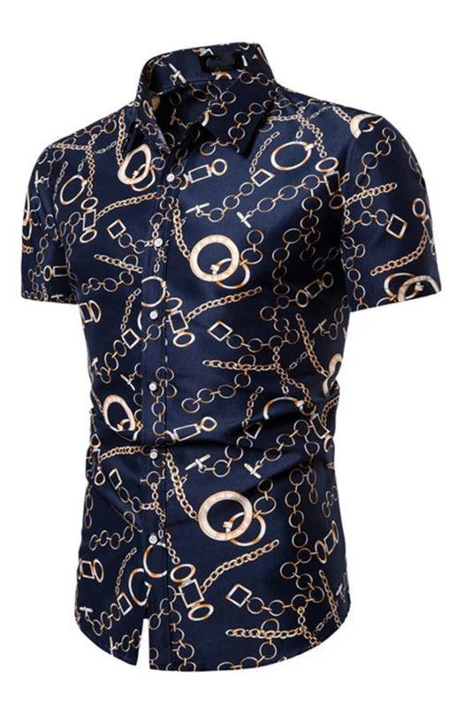 Easy Style Summer Short Sleeve Printed Men Shirt
