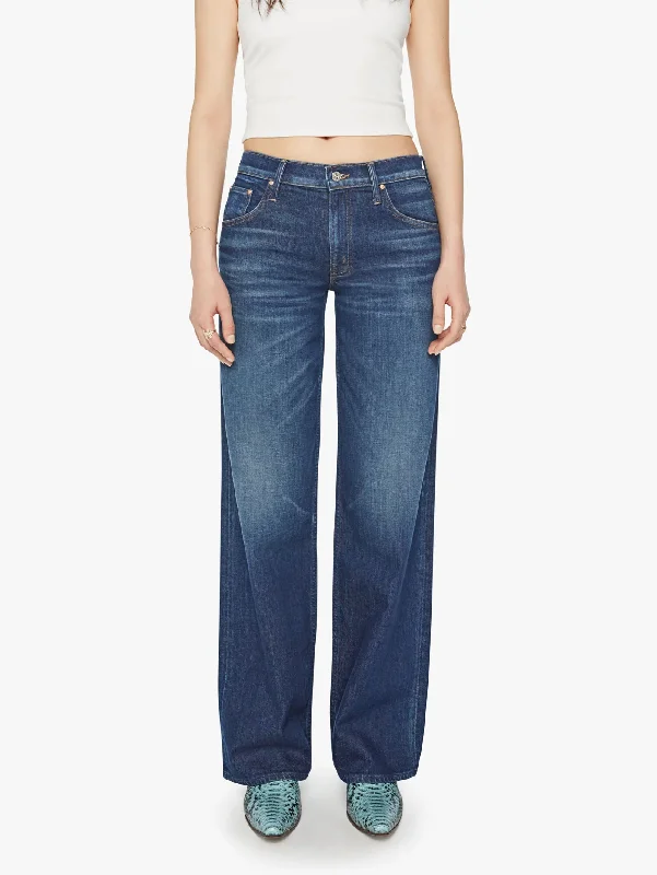 Unique Prints Jeans Vita Bassa e Gamba Larga Superior Blu Scuro