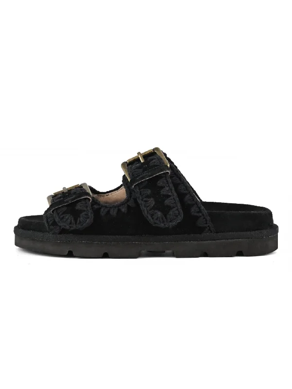 Fashionable Comfort Sandali con Fibbia in Pelle Bio Nero