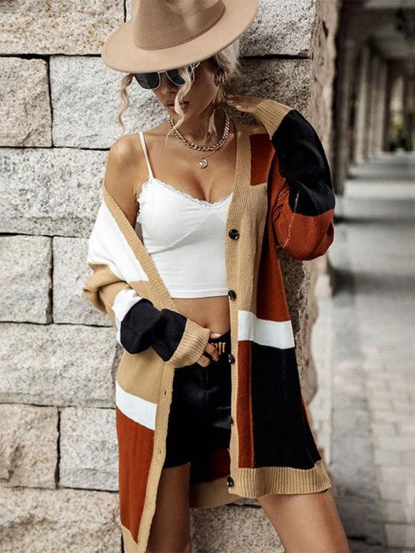 Double-sided Wear Multicolor Knit Women Cardigan Sweater