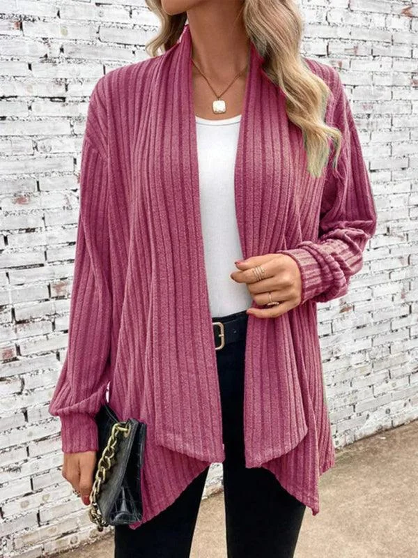 Fashionable And Versatile Pit lapel Loose  Women Cardigan Sweater