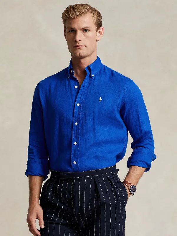 Classic Series Camicia in Lino Slim Fit Blu