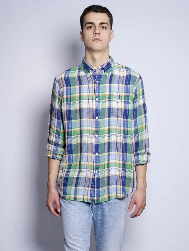 Elegant And Elegant Camicia in Madras in Lino Multicolor