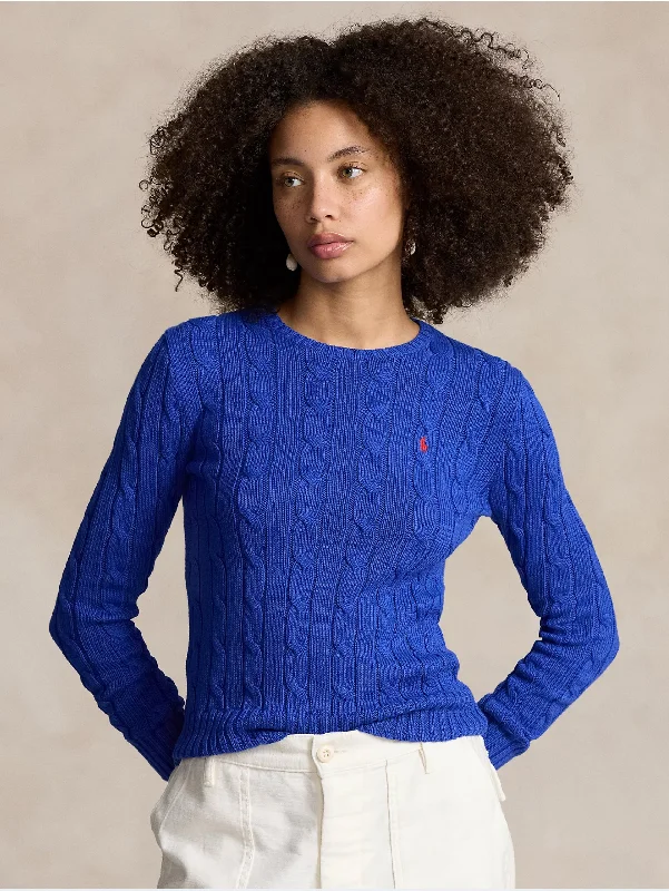Easy-to-Wear Maglia a Trecce in Cotone Blu Royal