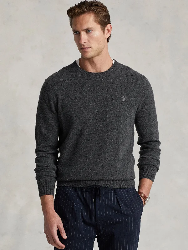 Youthful Style Maglia Girocollo in Lana Grigio Scuro