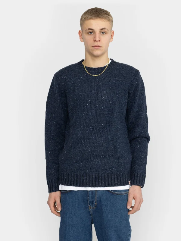 Luxury Fashion Maglia Girocollo in Misto Alpaca Navy