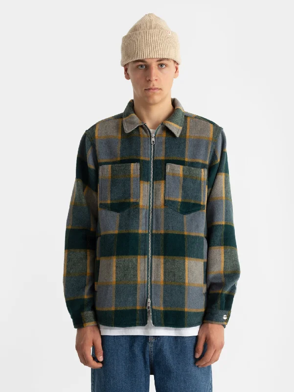 Goddess Outfit Overshirt con Stampa Quadri Verde