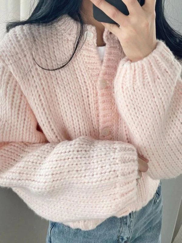Classic Retro Short Thickened Sweater Cardigan