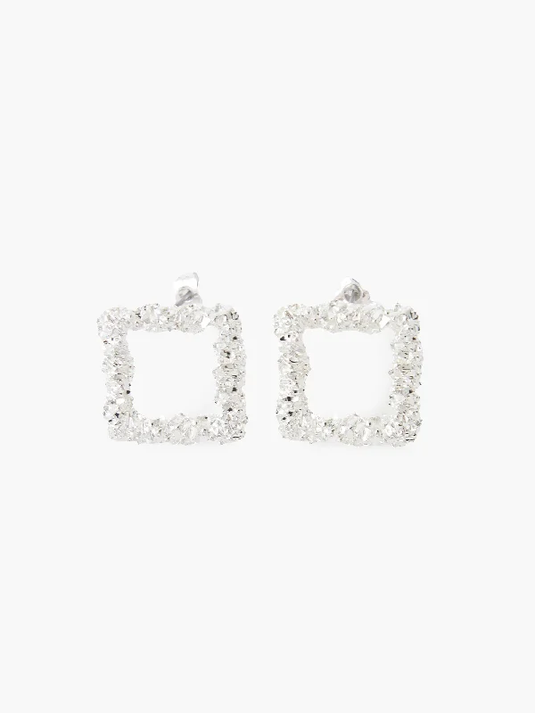 Playful Style Square Scrunch Metal Mini Stud Earrings