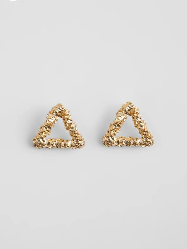 Free And Casual Triangle Scrunch Metal Mini Stud Earrings
